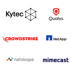 Kytec, Qualys, Crowdstrike, NetApp, Netskope, Mimecast logos
