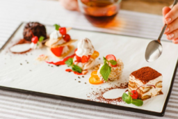 Plate of desserts with spoon